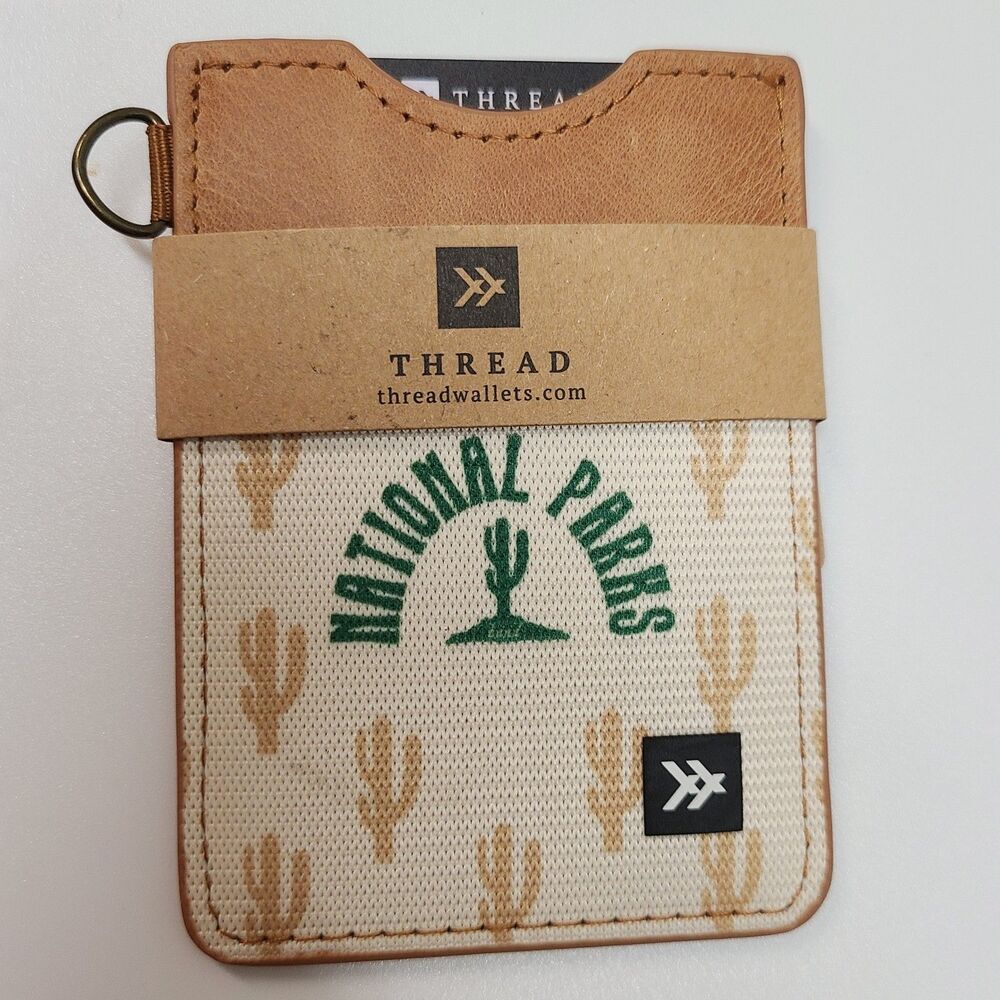 Thread Wallet National Parks Cactus RFID Genuine Leather Elastic Card Holder New